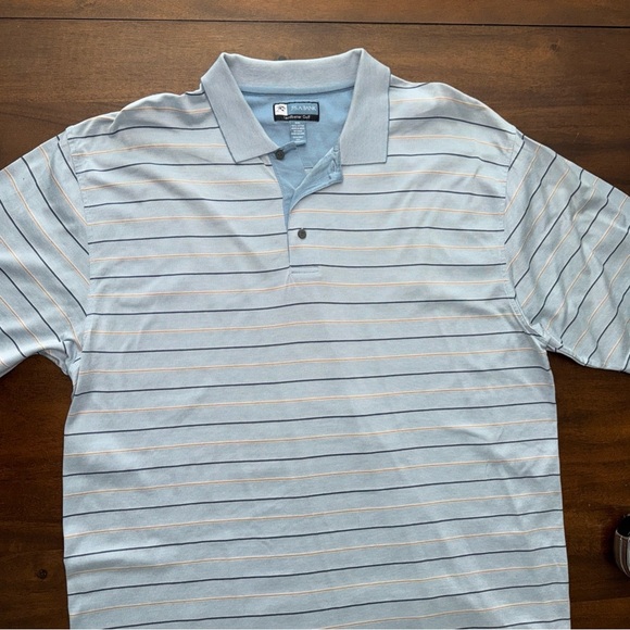 Jos. A Bank Leadbetter Cotton Golf Short Sleeve Polo Blue Stripe Men's Size XXL - Picture 2 of 6